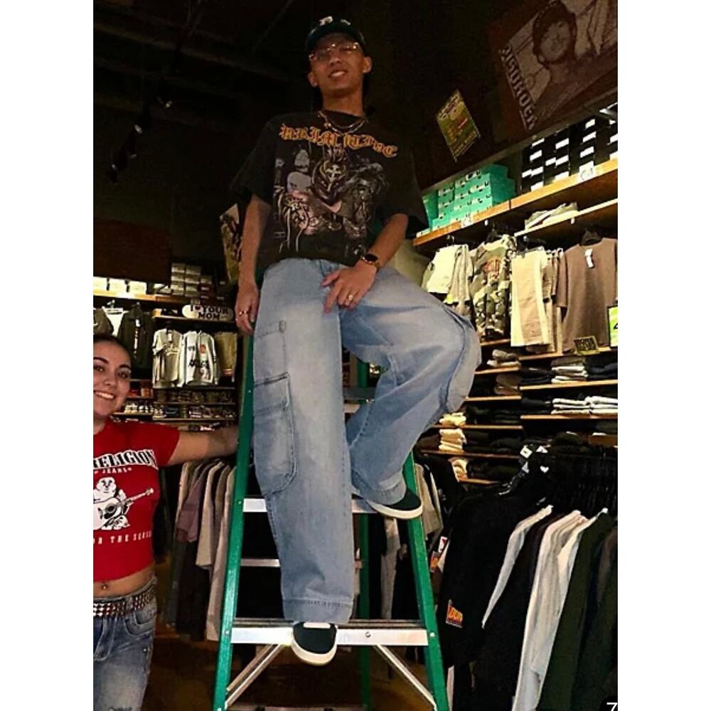 A.LAB Rave Light Blue Cargo Jeans, Size 30 - Picture 14 of 14